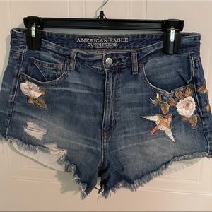 American Eagle Embroidered Denim Shorts